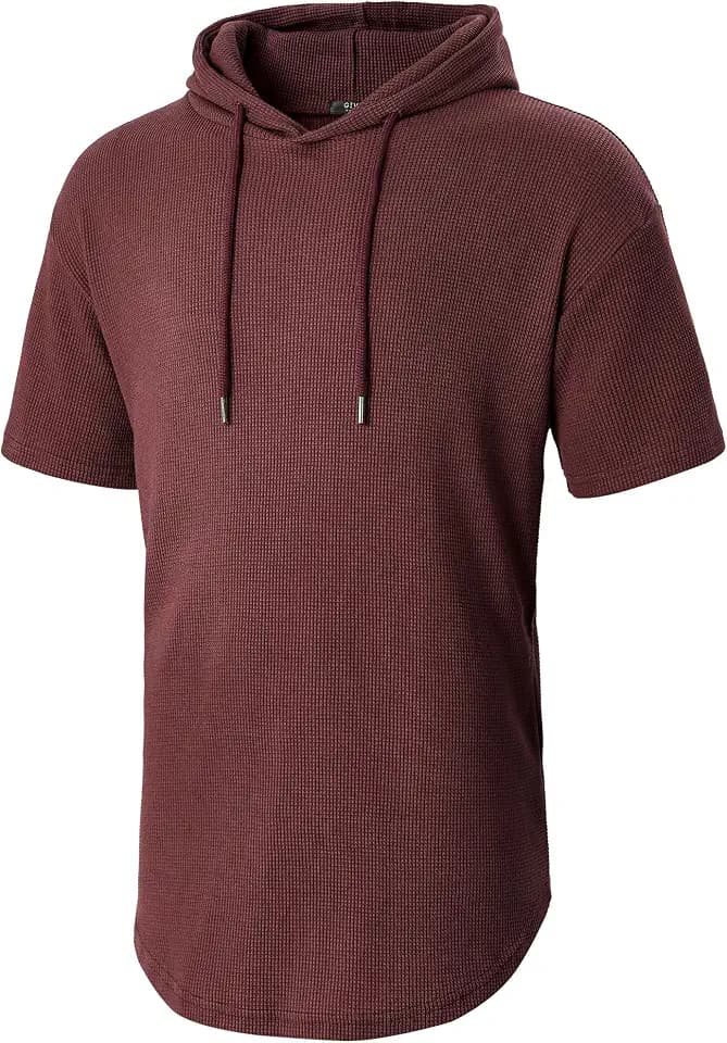 GIVON Men’s Slim Fit Soft Waffle Pre-Shrunk Fabric Pullover Hoodie 100% Cotton Breathable Hooded T-Shirt with Longline