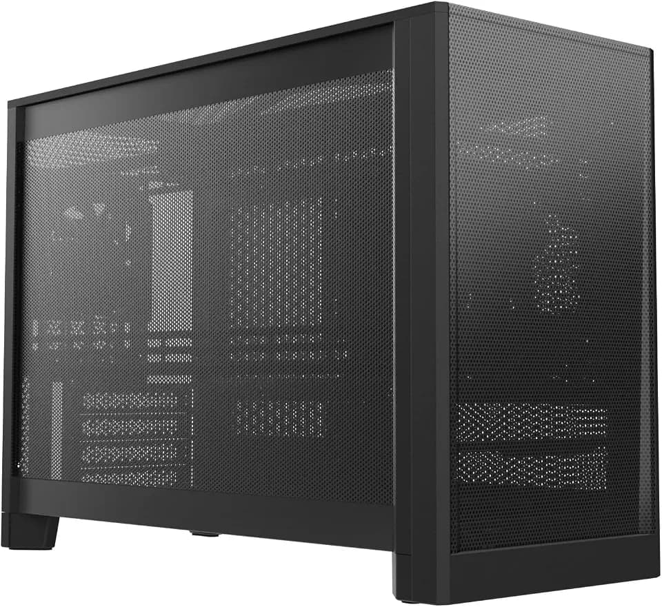 MONTECH Ten 22.7L Compact Micro ATX PC Case, Modular Mesh & 3 Modes, Black