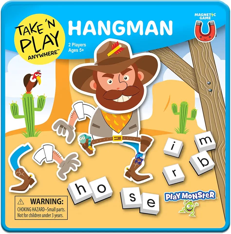PlayMonster Take N Play Anywhere — Hangman — Easy to Use, Hard to Lose — Fun on the Go Travel Game — For Ages 5+