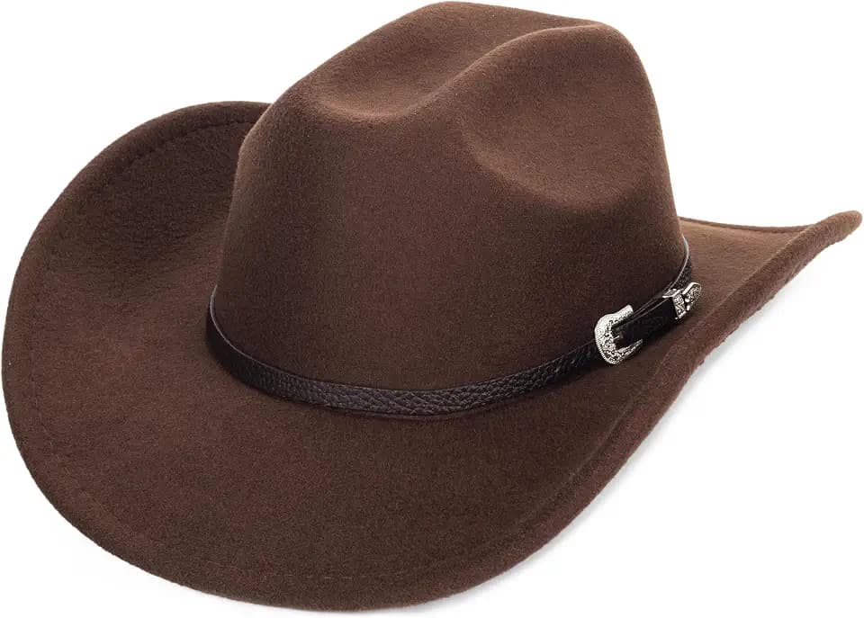 Womens Western Cowboy Hats Studded Pinched Cowgirl Hats Wide Brim Fedoras