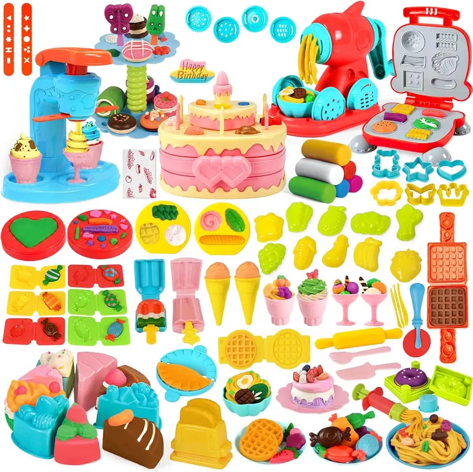 Aprilwolf 99 PCS 5 in 1 Dough Sets for Kids Ages 3+, Art Crafts Dough