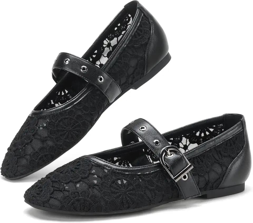 CouieCuies Women’s Mary Jane Ballet Flats with Buckle Comfortable Dressy