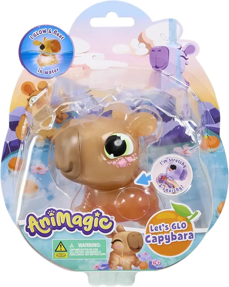 Animagic Let's Glo Capybara Brown | Squishy Water Toy Floats and Glows | Ages 4+