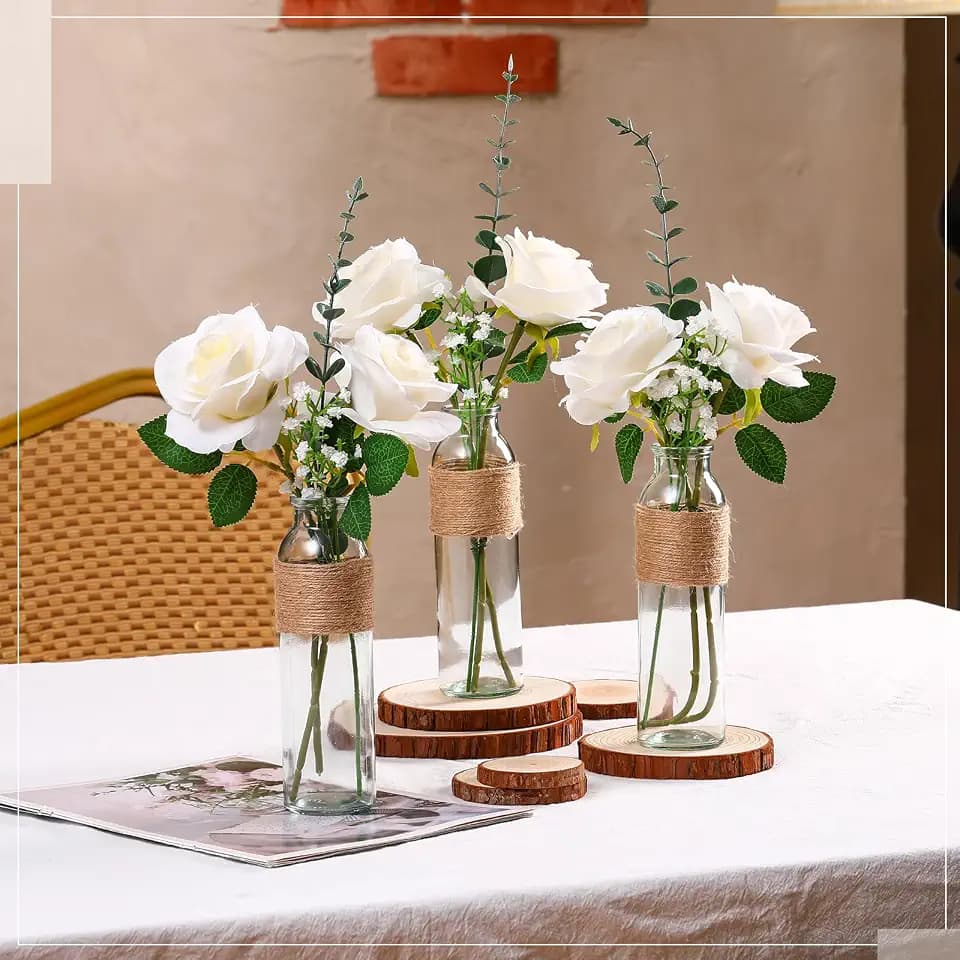 Qinyoung 10 Set Clear Glass Vase with Flowers Centerpiece for Bridal Shower