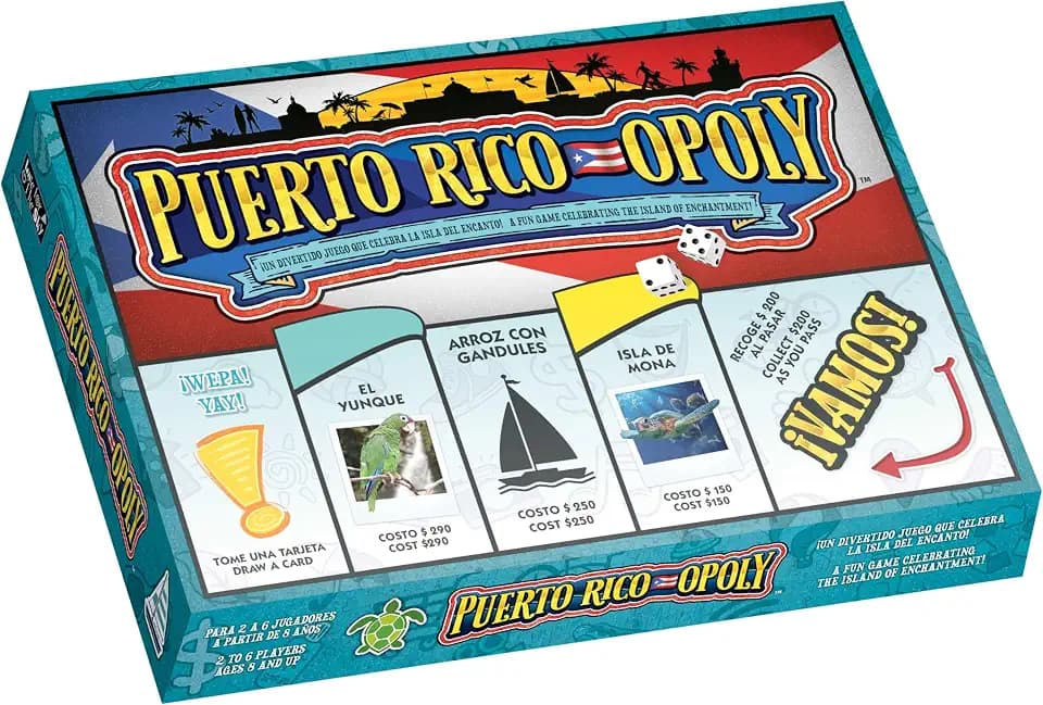 Late for The Sky Puerto RICO-OPOLY Bilingual Board Game, 2-6 Players