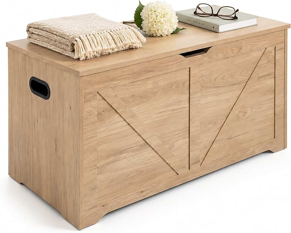 Relaxdays Sitzbank mit Stauraum, Deckel, HxBxT: 46 x 100 x 40 cm, hellgrau