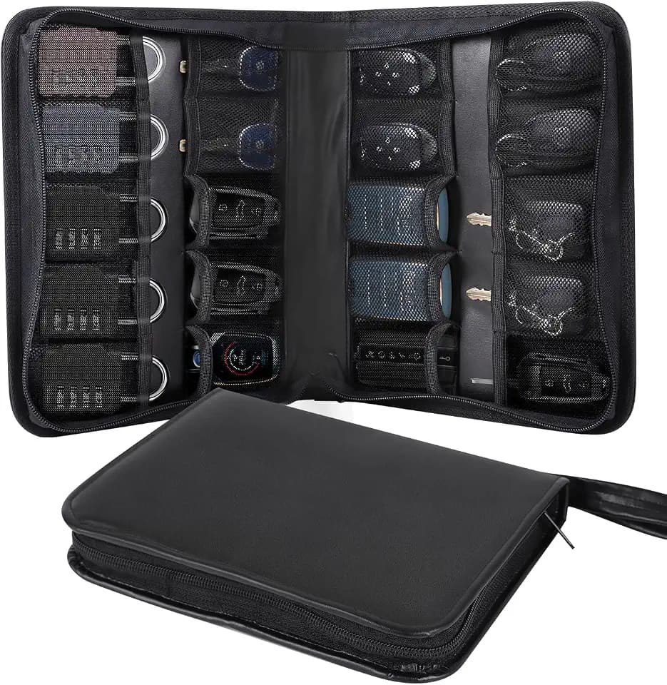 Portable Zippered Key Case,Car Key Holder Leather Key Organizer Case