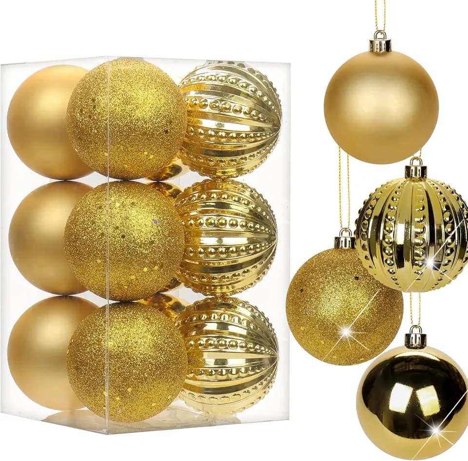 8CM Weihnachtsdeko Weihnachtskugeln, 12 Stücke Bruchsiche Christbaumkugeln Ornamente Weihnachtsbaumschmuck für Weihnachtsbaum Christbaumkugeln Weihnachtsdekoration Kugeln