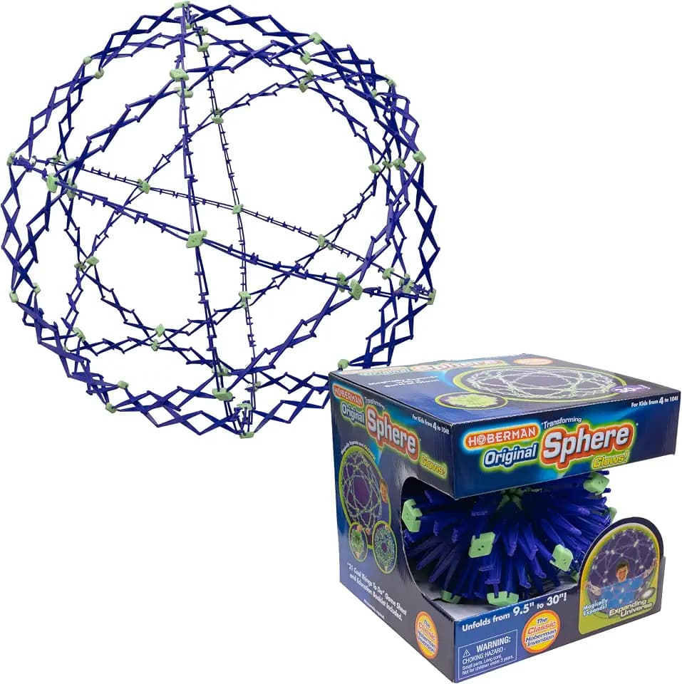 Hoberman Glow Expanding Sphere, Glow STEM Sensory Toy, Ages 4+