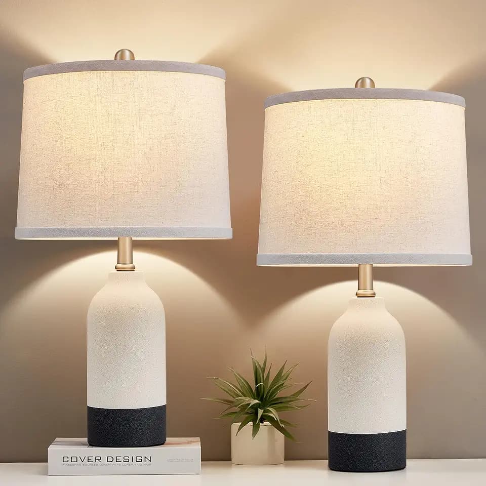 Luvkczc Ceramic Table Lamp Set of 2, Adjustable Color Temperature
