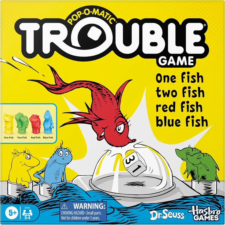Hasbro Gaming Trouble: One Fish, Two Fish, Red Fish, Blue Fish Board Game