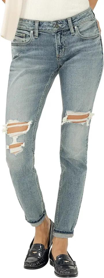 Silver Jeans Co. Girlfriend Mid Rise Skinny Jeans