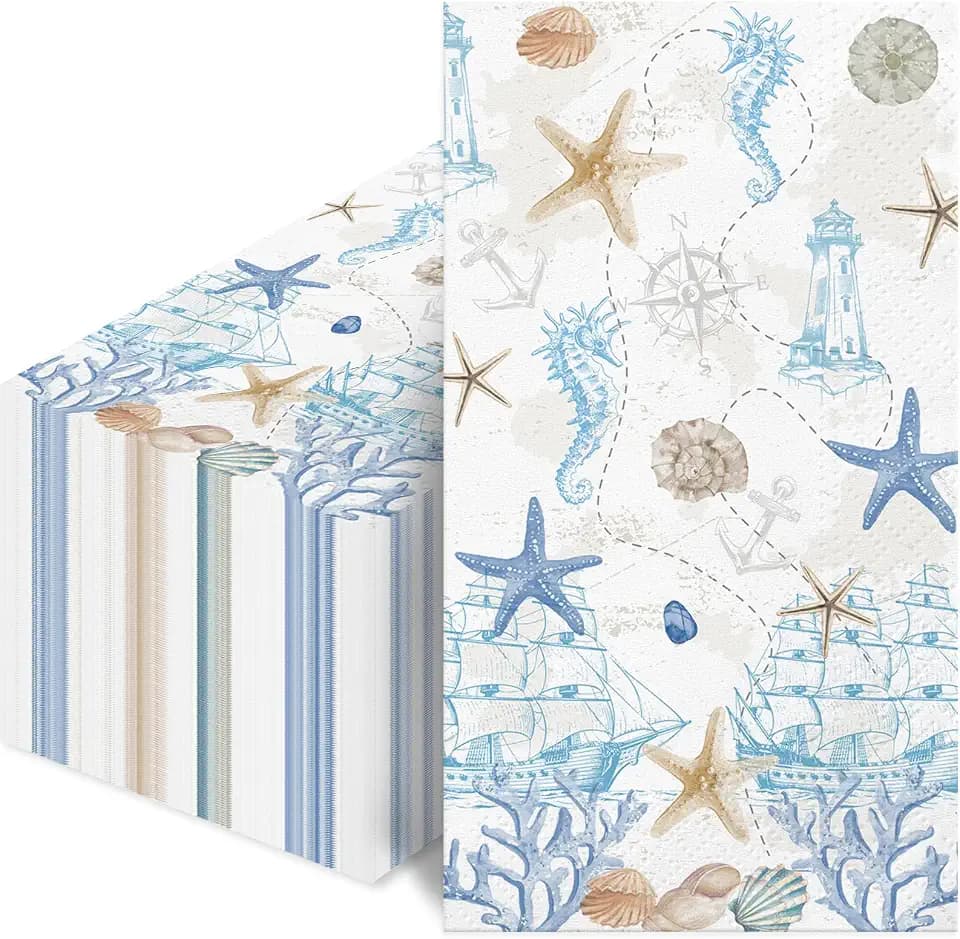 100 Pcs Nautical Coastal Paper Napkins