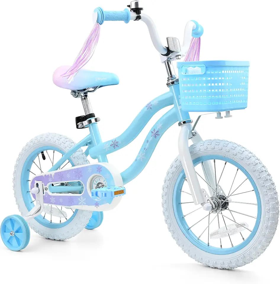 bicystar Girls Bike Ages 3-8, 12-18 Inch with Training Wheels, Pink/Blue