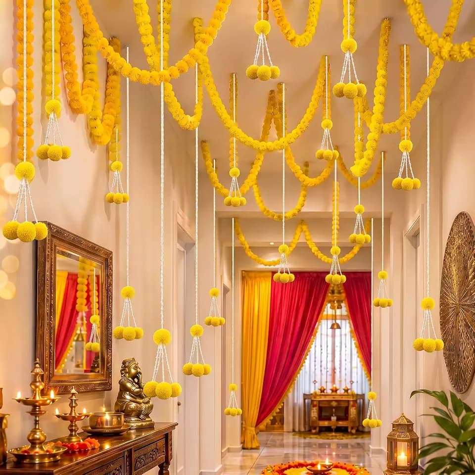 Riceshoot 20 Pcs Indian Marigold Garland for Pooja, Wedding Decor