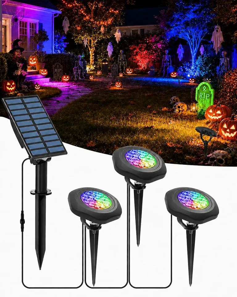 Solar Halloween Spot Lights Outdoor Waterproof IP68, Multicolor, 3-in-1