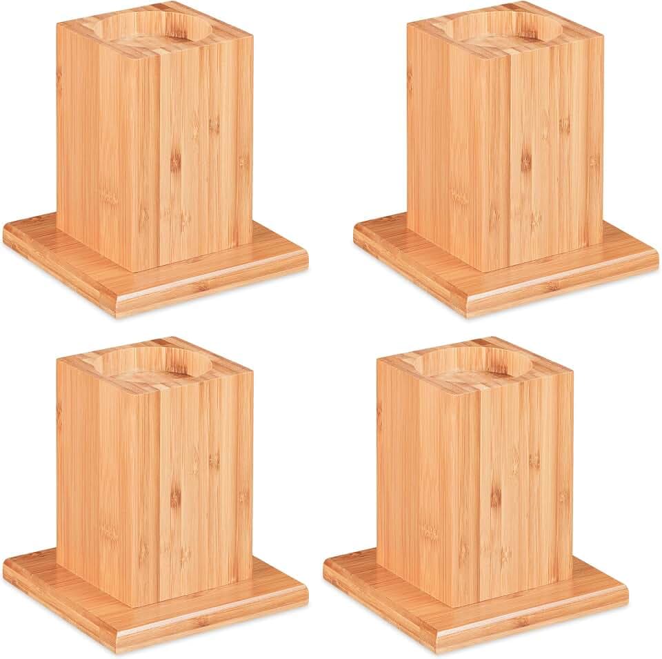Relaxdays Möbelerhöher 4er Set, Erhöhung um 14 cm, für Tische, Betten und andere Möbel, HxBxT 15, 5x14,5 cm, Natur, 4 Stück