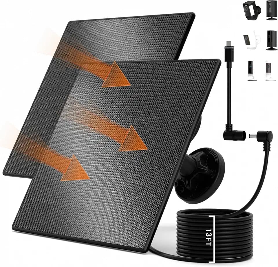 2 Pack 5W Solar Panel for Ring Camera – Compatible with Spotlight Cam (Plus/Pro/Battery), Stick Up Cam/Pro & All-New Stick Up Cam Battery, 13ft Cable, USB-C Adapter, Waterproof