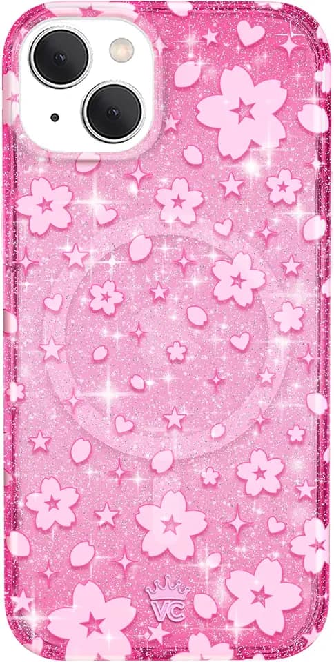 VELVET CAVIAR for iPhone 15 Plus Case Pink Glitter - Compatible with MagSafe [10ft Drop Tested] - Cherry Blossom Floral Summer Vibes