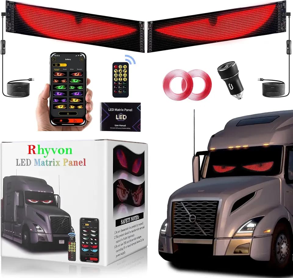 2PCS Devil Eyes Light for Cars，Led Eyes for Car Windshield，Programmable Led Sign，Controlled by a Remote Control and a Bluetooth APP，Suitable for Cars, SUVs & Trucks.