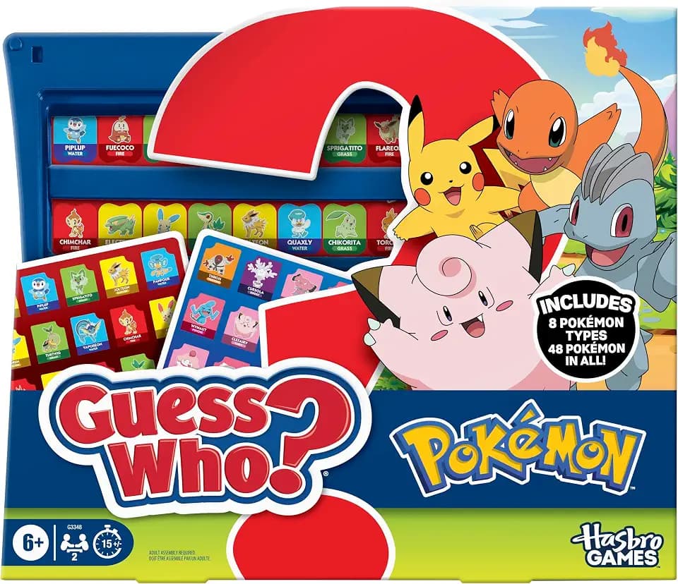 Guess Who? Pokémon Edition Game | 48 Pokémon | Fun Kids Board Games for Families | 2 Players | 15 Mins. | Travel Friendly | Ages 6+