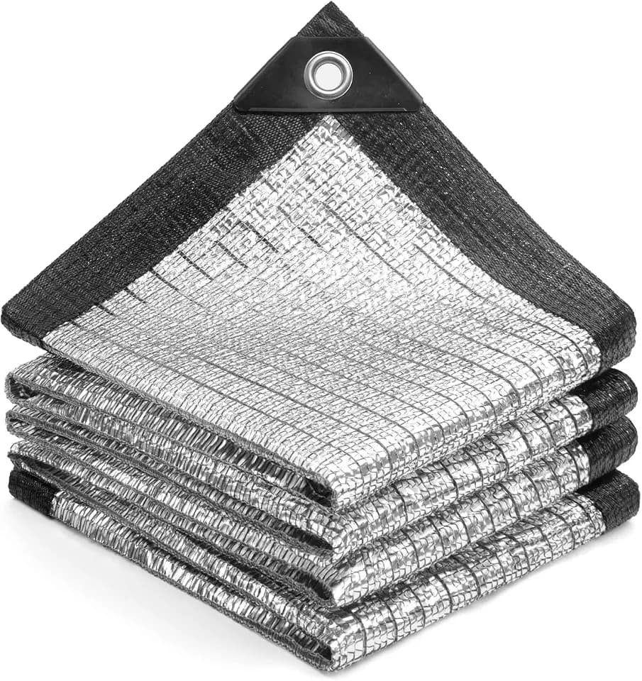 LOVE STORY 85% Reflective Aluminum Shade Cloth, 10' x 10' Silver Sun Tarp