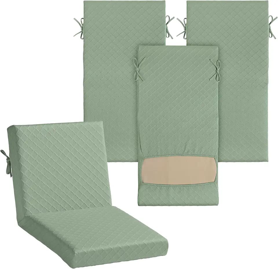Arden Elastic 1-PC Dining Chair Cushion Cover, 4-Pack, Stretch Knit Patio Cushion Slipcover, Fade Resistant, Machine Washable, Indoor/Outdoor Replacement Cover, Fits Multiple Sizes,Sage Green