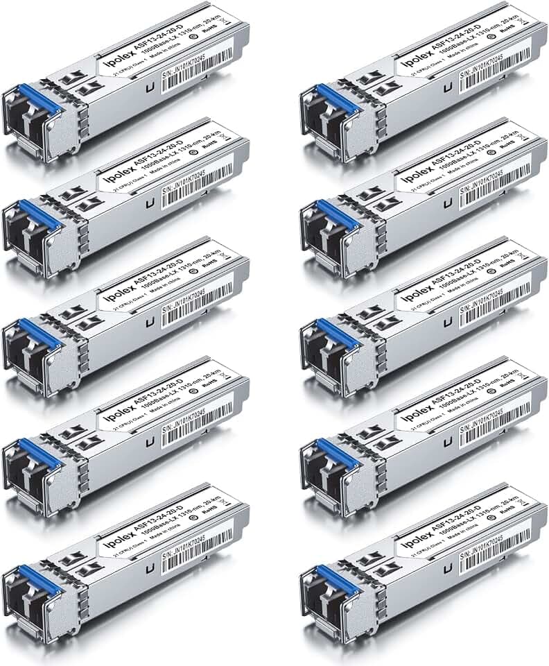 ipolex 1.25G SFP Single Mode LC Transceiver, 1000Base LX Fiber SFP Module, 1310nm SMF, for Cisco GLC-LH-SMD, Ubiquiti UF-SM-1G, Meraki, TP-Link TL-SM311LS and More, 4 Pack