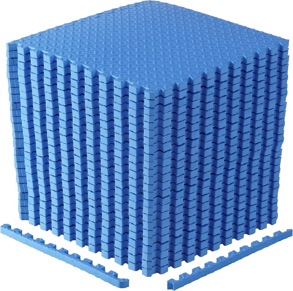 CAP 24-Inch EVA Interlocking Puzzle Mat, 1-Inch, Blue Diamond, 4-Pack