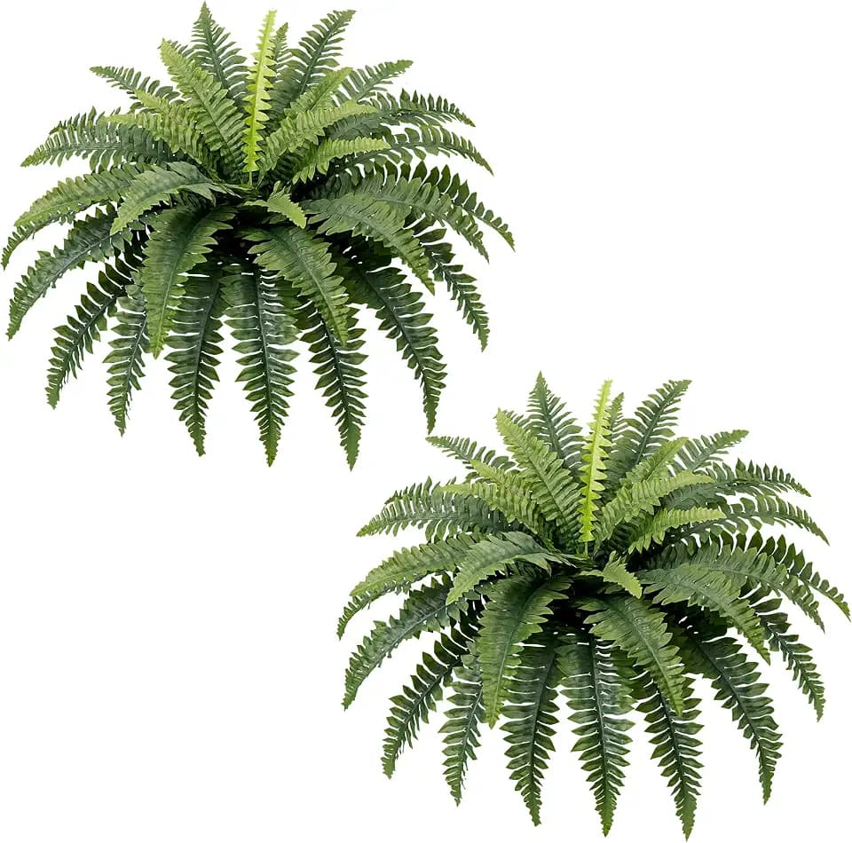 35" Fake Ferns UV-Resistant Large Bush Plants for Outdoors