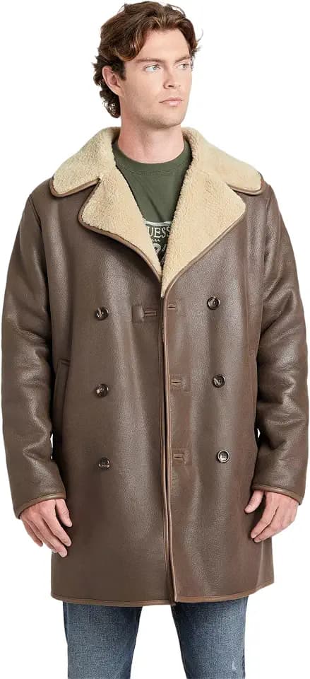 GUESS Men's Alvar Coat Vintage Faux Shearling