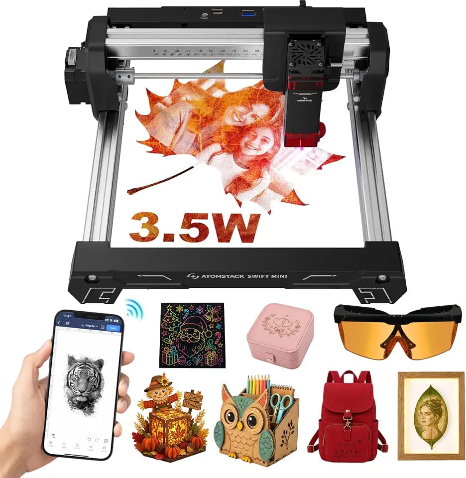 ATOMSTACK Swift Laser Engraver Machine, Portable, Black, 3.5W Laser Cutter