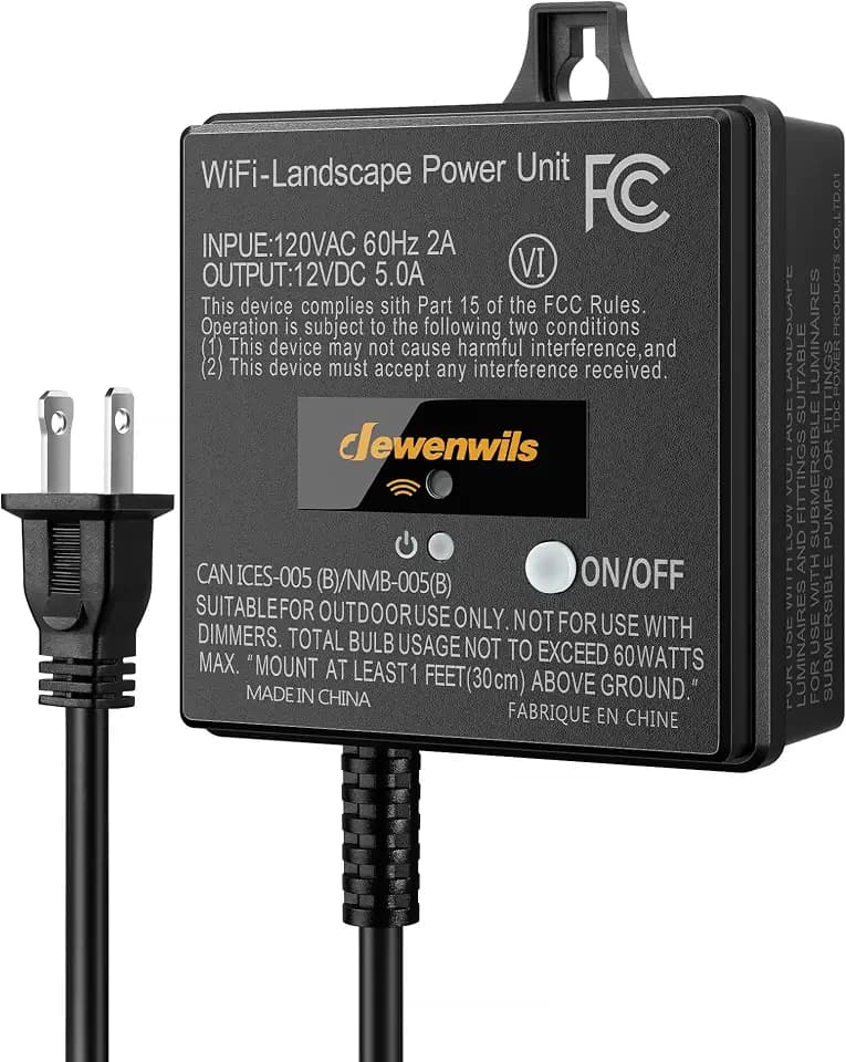 DEWENWILS 60W WiFi Low Voltage Transformer, 120V AC to 12V DC