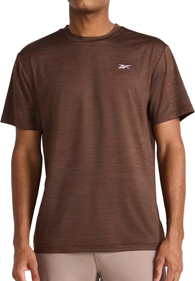 Reebok Men's Reflective Small Logo Crewneck T-Shirt, Standard Fit, Lightweight Cool Touch Jersey Fabric