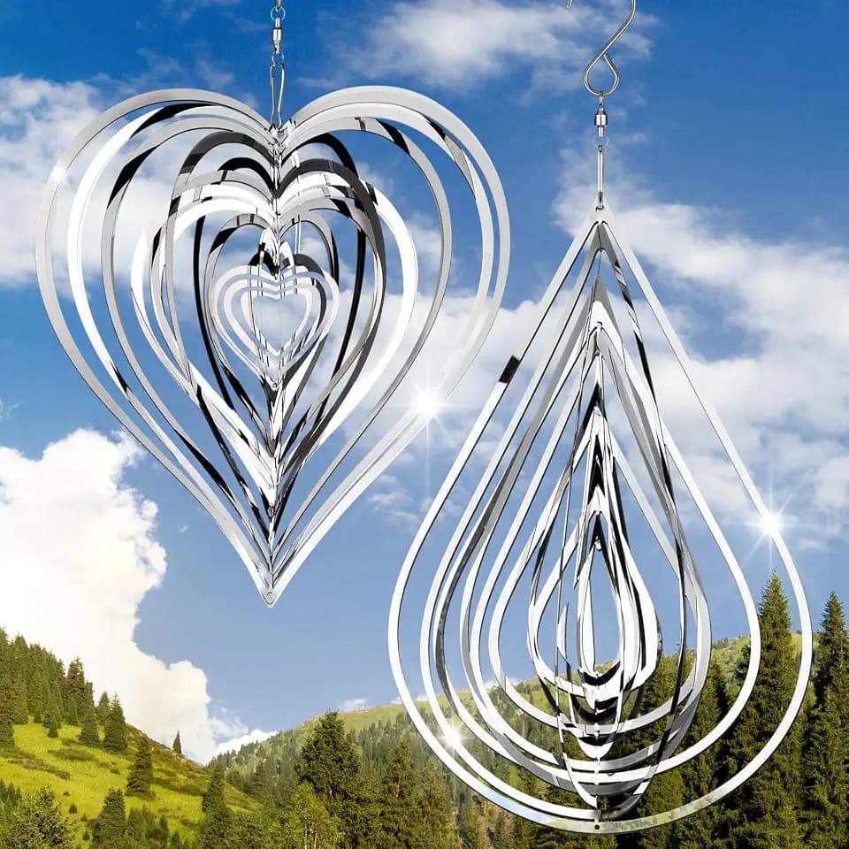 Jetec 2 Pcs Reflective Wind Spinners Outdoor Woodpecker Devices, Silver