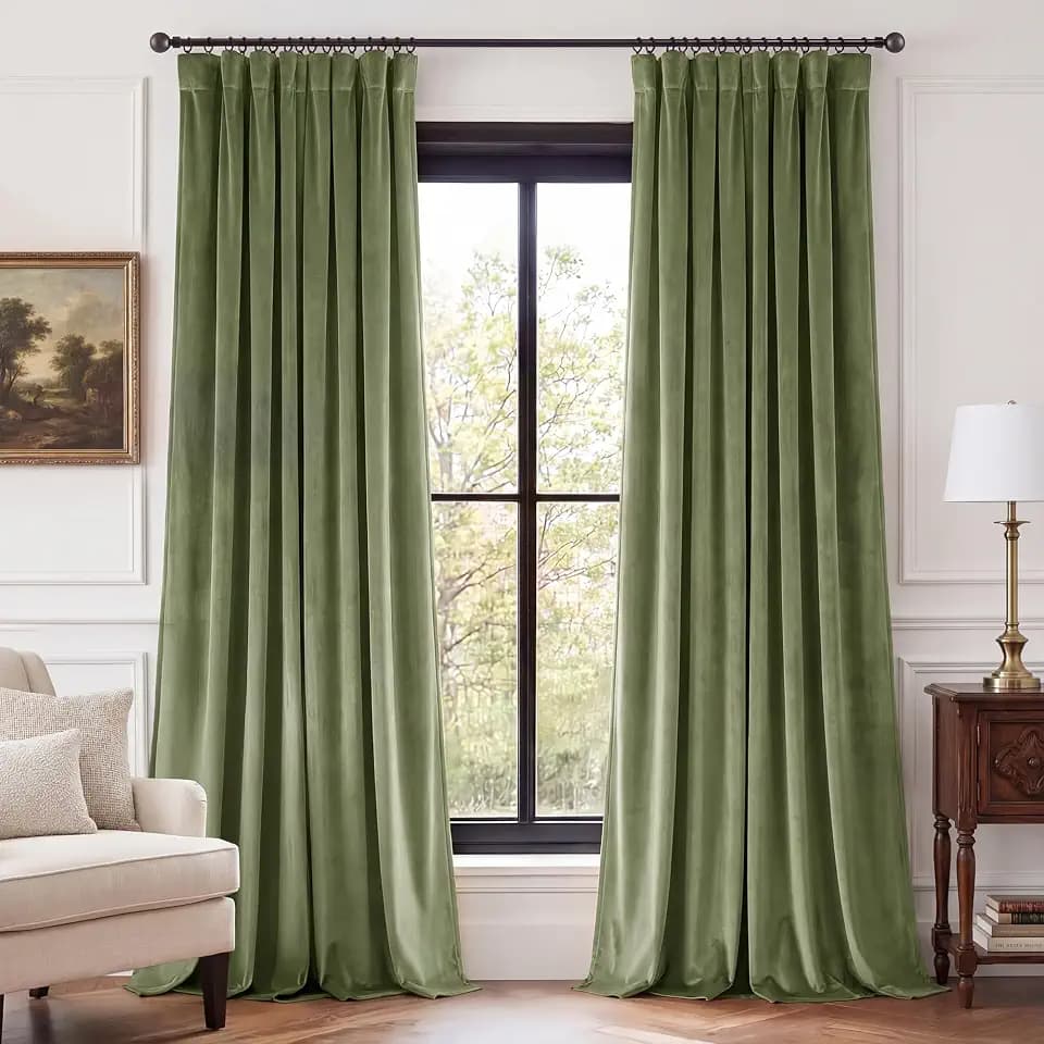 StangH Sage Green Curtains 90 inches Cottage Home Decor, 2 Panels