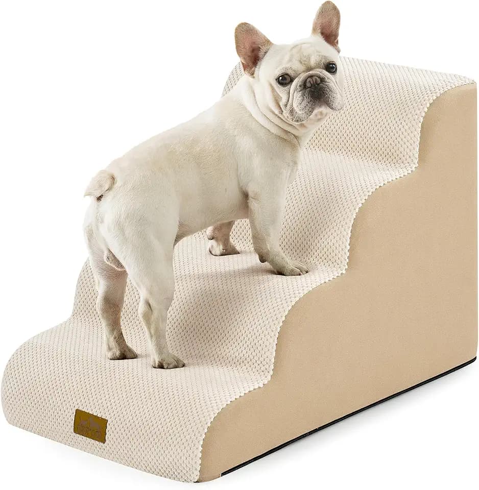 COZY KISS Wide Dog Stairs for Small Dog 19.7" H, 4 Step Pet Ramp for Bed