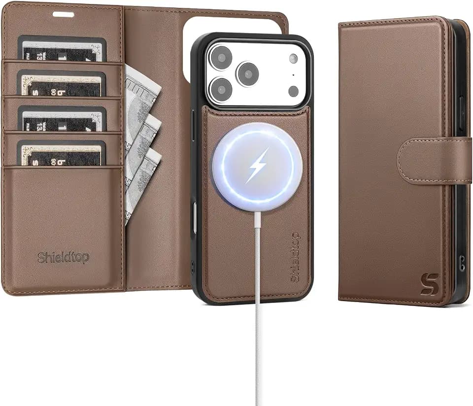 Shieldtop for MagSafe iPhone 18 Pro / 17 Pro Wallet Case,Coffee
