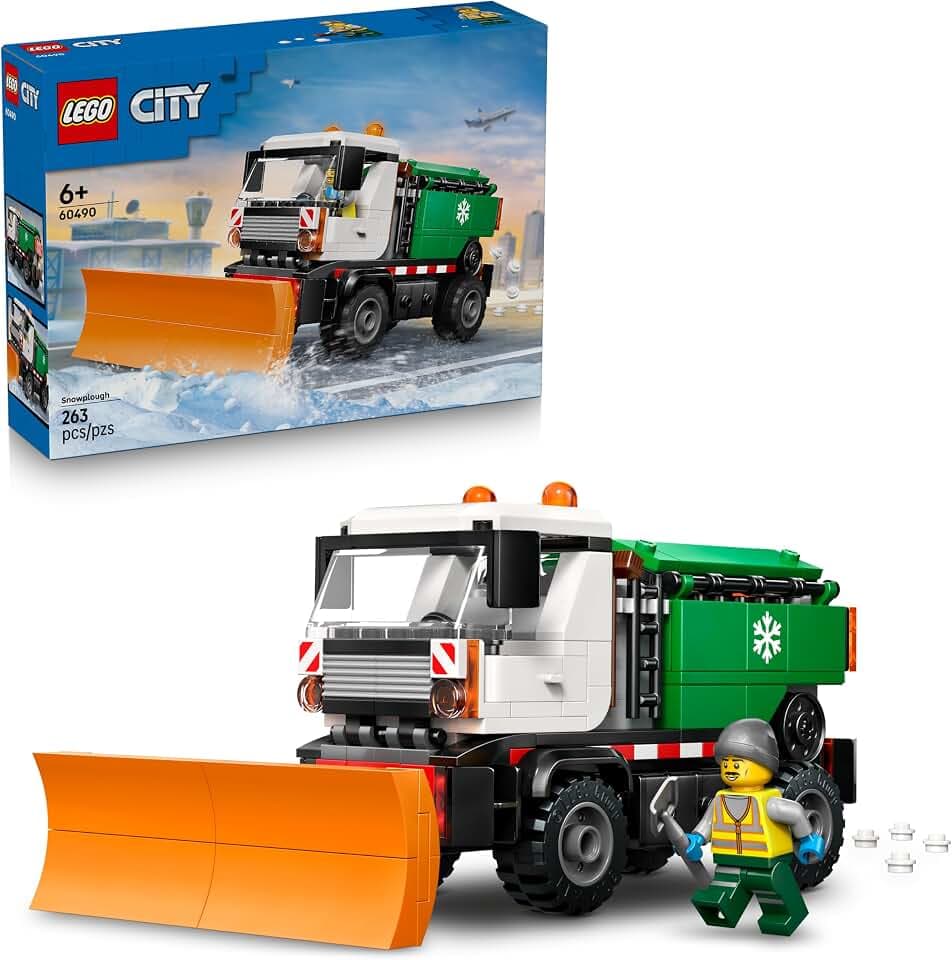 LEGO City Schneepflug - Spielzeug Set mit Minifigur, Werkzeugen und Streufunktion - Geburtstagsgeschenk für Jungen ab 6 Jahren und Technikfans - 60490