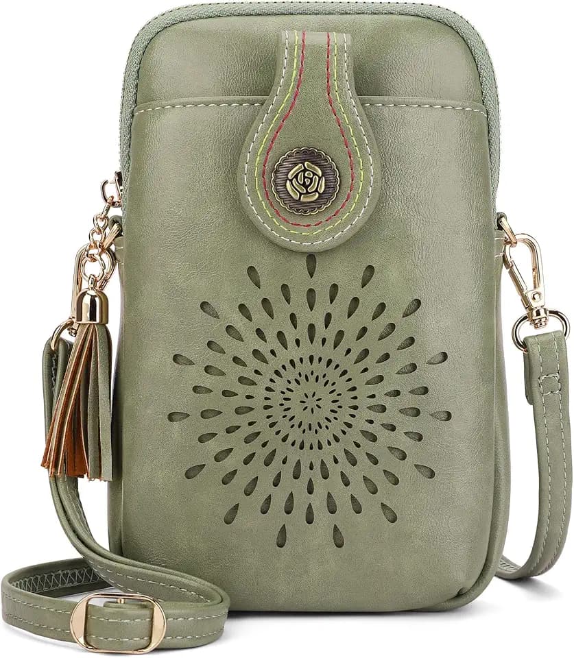 APHISON Small Crossbody Bags for Women, Lightweight Vegan Leather Cell Phone Purse, Cute Purses with Tassels