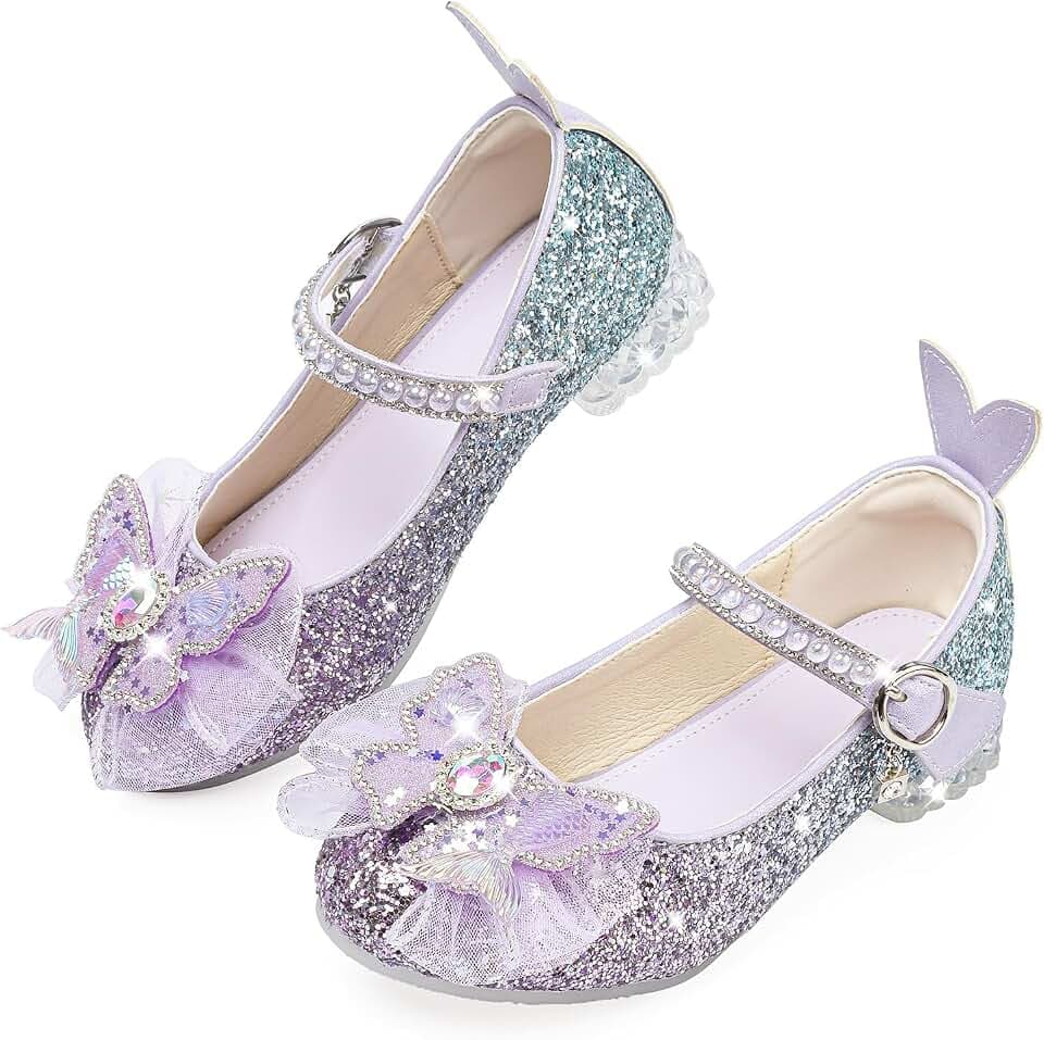 Prinzessin Schuhe Mädchen Glitzer Mary Jane Schuhe Kinder Stöckelschuhe Pailletten Abendschuhe Cosplay Schuhe Hochzeiten Halloween Fest Fasching Geburtstag Party