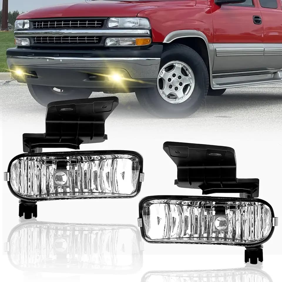 Shocklight Fog Light Compatible With 1999-2002 Chevy Silverado 1500 2500 2000-2001 Silverado 3500 2000-2006 Suburban/Tahoe Halogen Lights