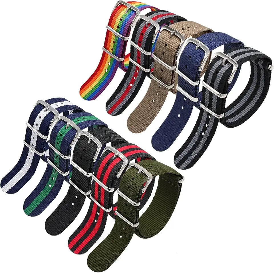 Nylon Watch Band, 10 Pieces Waterproof Military Watch Straps for Men and Women,18mm Replacement Straps Smart Watch Strap Bracelet Stocking Stuffers Gifts for Him Her Friends Family