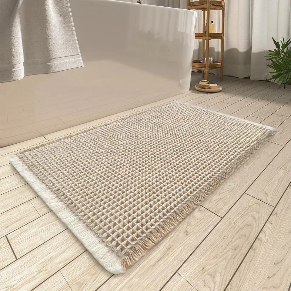Upgraded Waffle Bath Mat Ultra Absorbent Non Slip Bathroom Mat, 24" x 36"