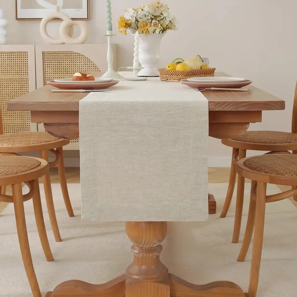 100% Pure French Linen Table Runner (Natural,14x120 Inch)