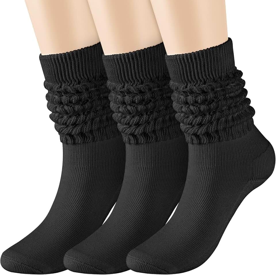 3 Pairs Scrunchy Socks for Women,Slouch Socks Women Knee High Scrunch Socks Size 5-11