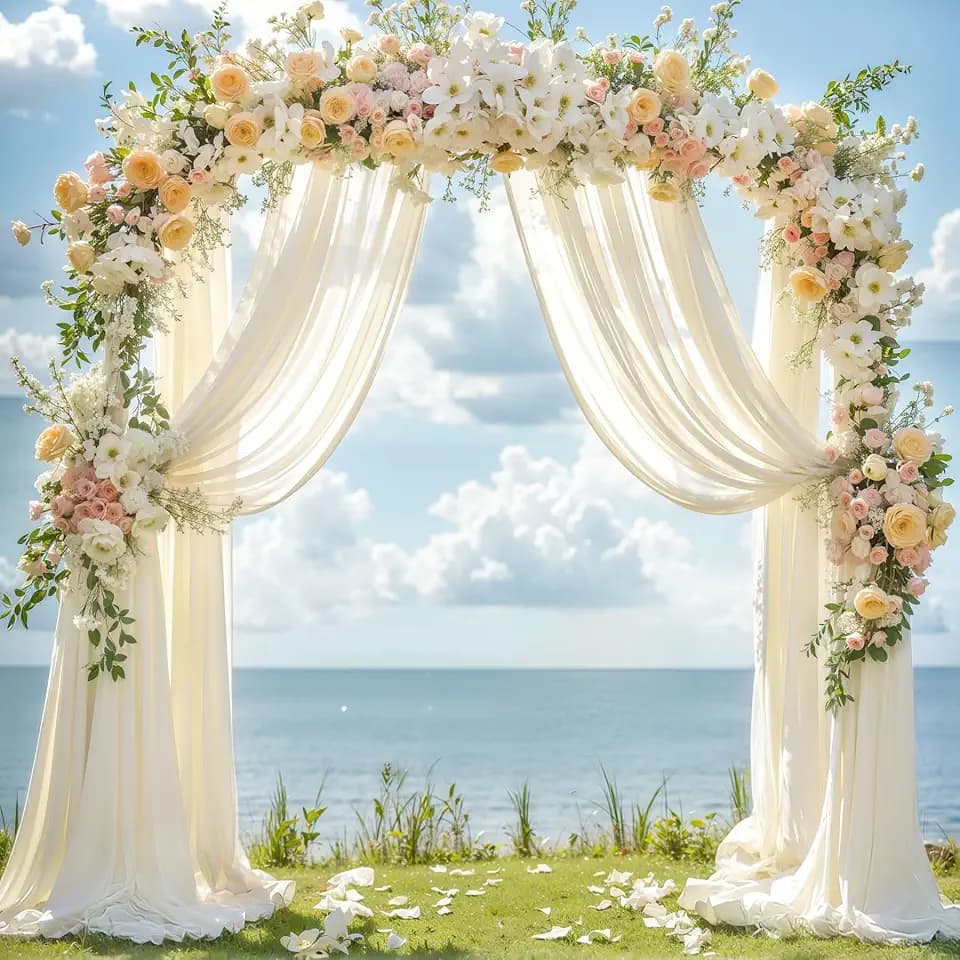 Ivory Wedding Arch Draping Fabric 28" x19FT Sheer Curtain Drapes