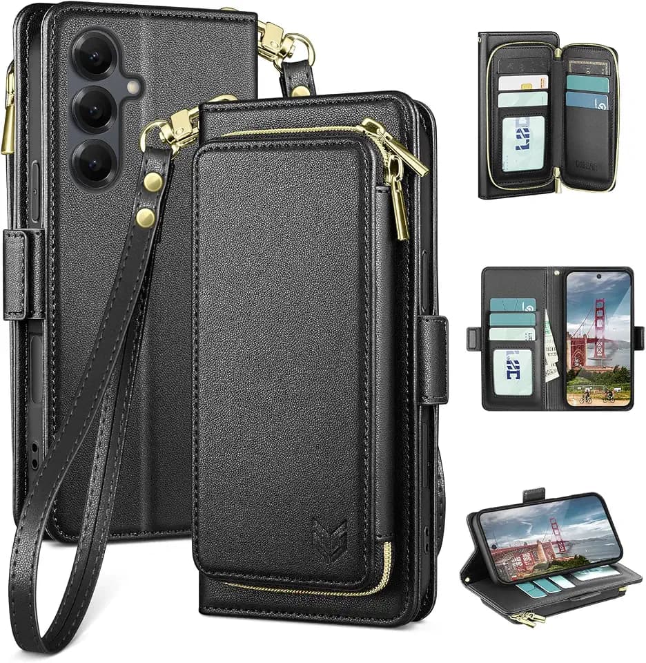 DJBEAR Samsung Galaxy S25 Wallet Case Black