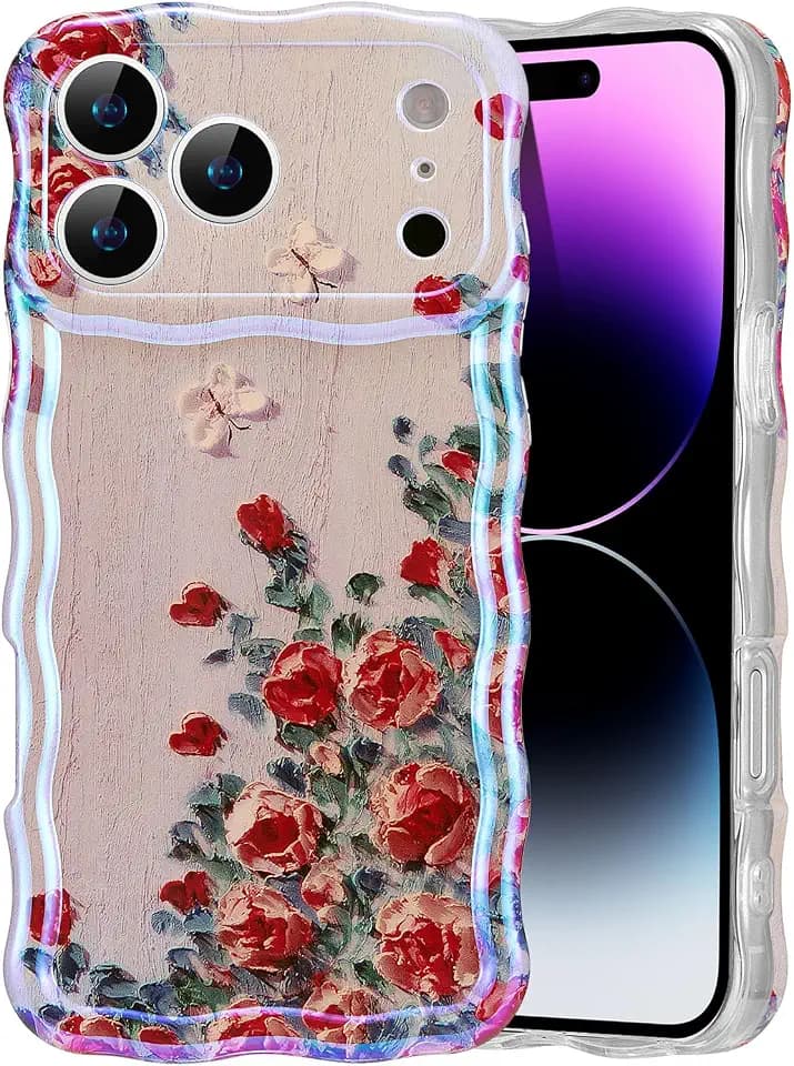 EYZUTAK Case for iPhone 17 Pro Max, Colorful Oil Painting Flower, Beige