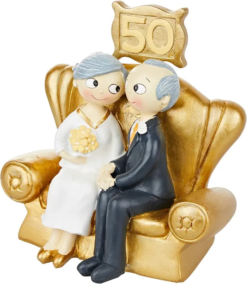 Mopec Pop&Fun Tortenfigur Goldene Hochzeit, 16 x 16,5 cm, Acryl, Gold, Einheitsgröße